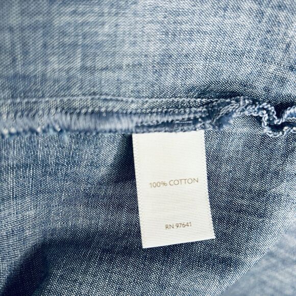 NEW J.Jill Shift Dress LARGE Chambray Pintuck Button Front Long Sleeves Boho - Picture 10 of 13